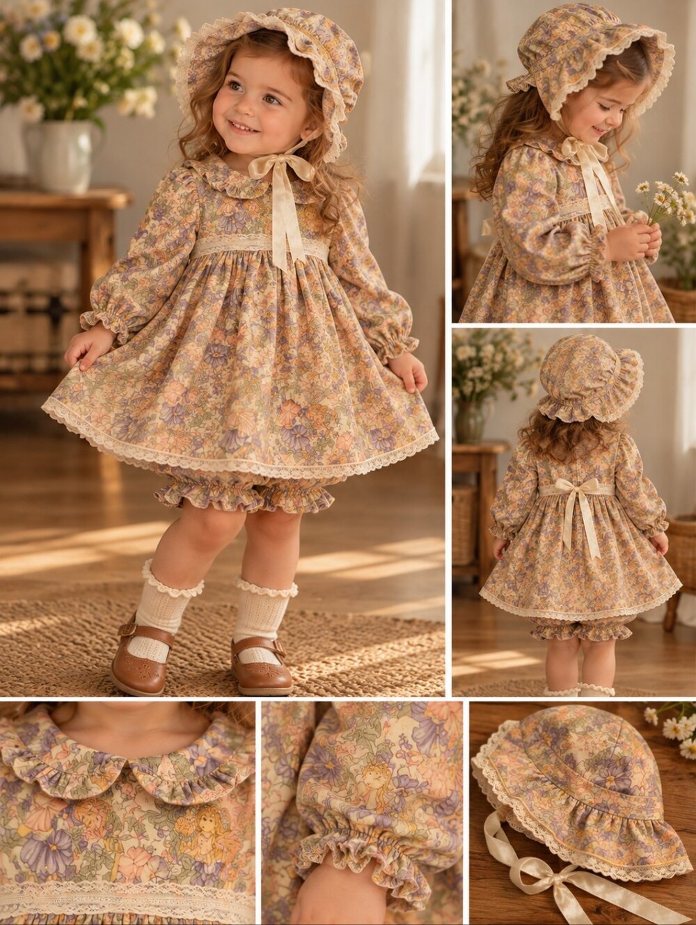 Vintage Fairy Garden 3-Piece Dress Set – Girls 2/3T 🧚🌸